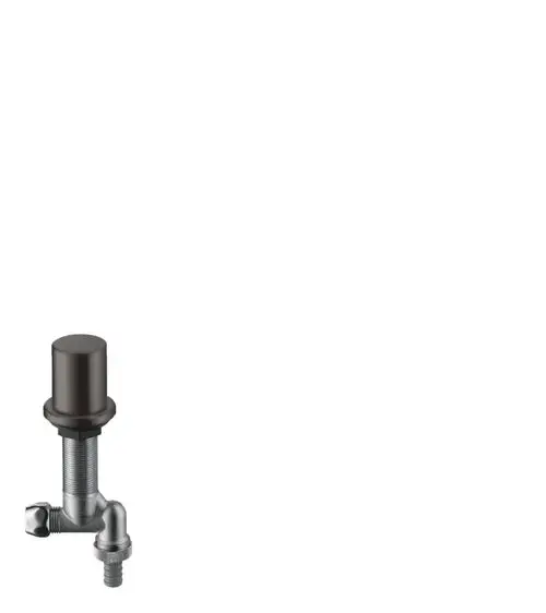 Küchen-Geräteabsperrventil in gebürstetem Schwarzchrom von Hansgrohe, mit einem gerade geformten Auslauf und einer Anschlussmöglichkeit für die Installation.